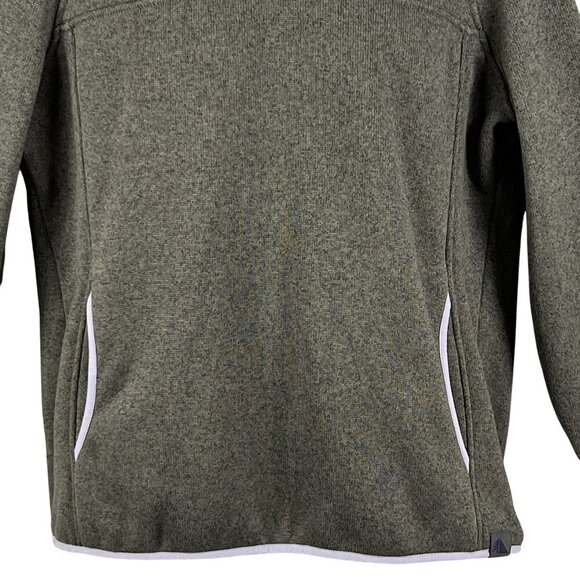 LL Bean Womens L Olive Green Snap Up Fleece Jacket Pullover Long Sleeve Sweater - Picture 6 of 16